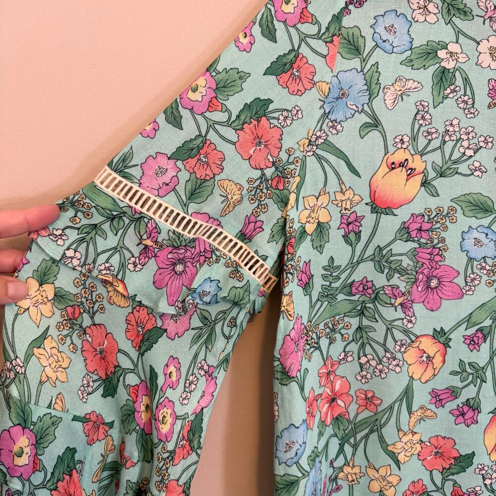 Spell & The Gypsy Sayulita Blouse Women Small Floral Boho Long Sleeve Birthstone - Picture 6 of 7
